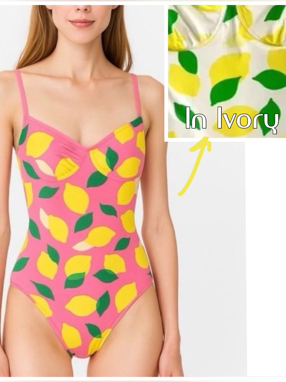 Kate Spade New York Sea Star Ivory Lemon One Piece Swimsuit